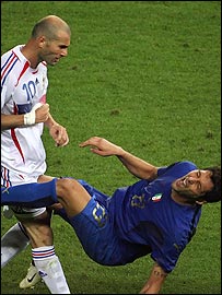 zidane - the goal everyone knows very well.. zidane hitting hard ... the head-butting zidane was given red card after this...  here it is.... n joyyy