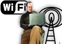 WIFI on Laptops - This is a guy that works for a company and that has a laptop with him that comes with WIFI power.