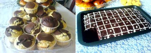 Possible outcomes of today&#039;s adventure (these both - left: marbeled chocolate-vanilla muffins
right: yummy chocolate cake