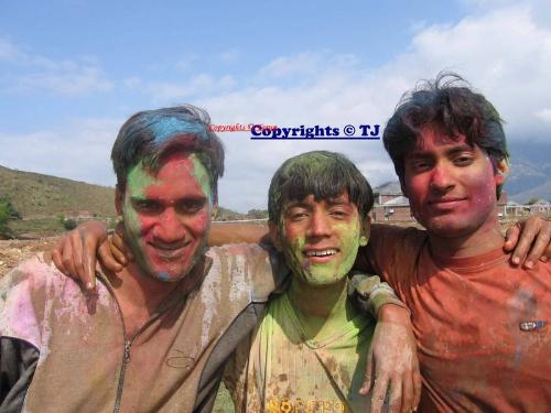 Its me drowned in colour! - It was Holi,a festival which Indians celebrate with great enthusiasm.they throw colours on each other,meet and greet people warmly.And I too was enjoying with freinds.I m the rightmost person.