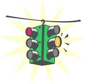Shall we wait for the green man? - Picture of traffic lights.