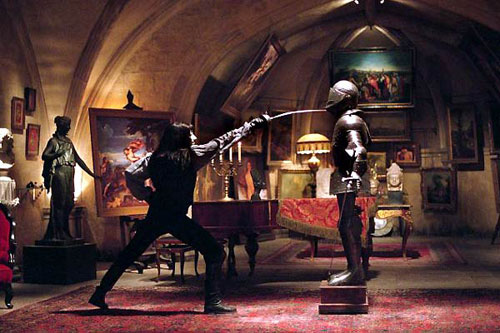 v - V practicing sword fighting