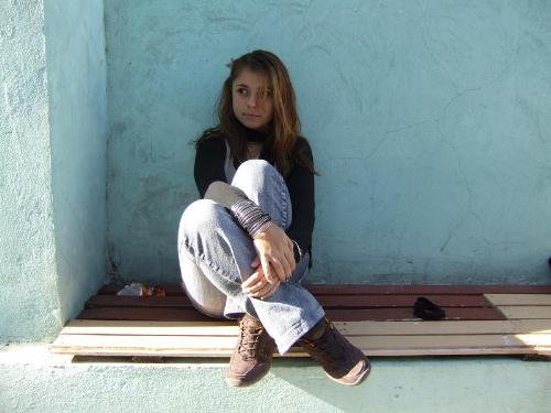 me - just standing on a bench at school