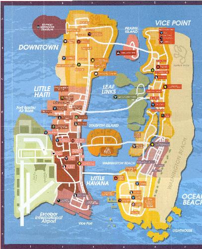 GTA Vice City - VIce City - Detailed Map