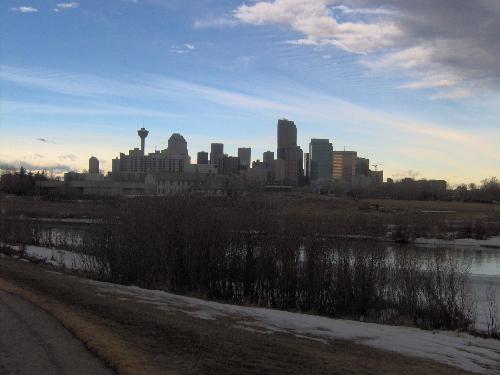 Calgary downtown skyline... - Pretty wild looking sky early this morning this is our world famous Chinook Arch forming, that will increase the temperature in a matter of hours.