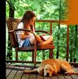 pet - a girl with her pet dog.
