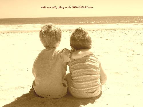 My children - Sitting on the beach in Florida