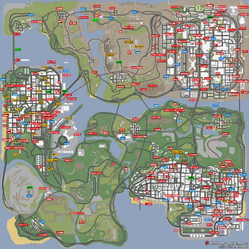GTA San Andreas - Weapons Map