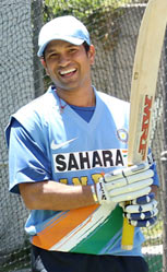 sachin Tendulkar - Sachin with his bat...