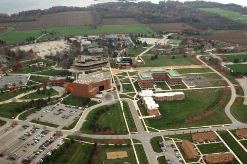 uis - this is an aerial shot of the campus. we're pretty small as you can tell. it's still a long walk from the parking lot to class!