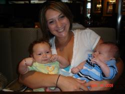 Meeting Riley - This is a picture of my son Jace, his friend Riley and I. We met at TGIF on our way thru town!