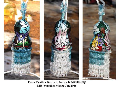Beaded mini gourd - This is a mini gourd that I painted and beaded for an exchange