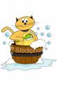 cat bathing - Cats love to cleanse themselves, and often do not care who knows it! It is funny how children can respond to such activity.