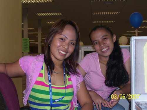 My fwend and Me - At work...before the shift starts, hehehe, camcorders are not allowed on the floor...but you know how it is..hehehe