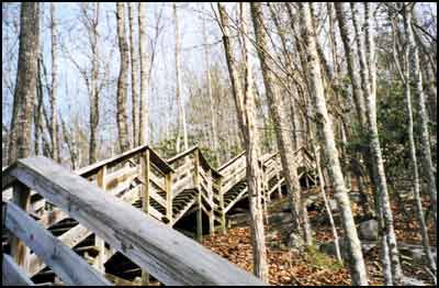 stairway - A long wooden