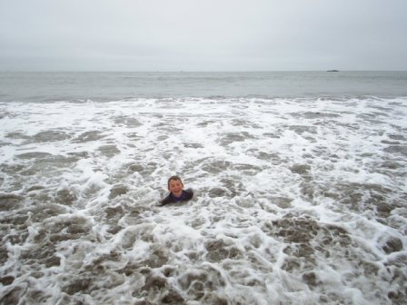 learning to bodysurf - Muir Beach, California