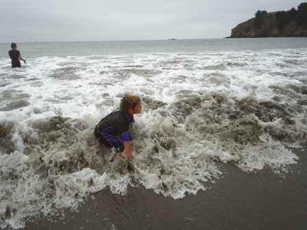 learning to bodysurf - Muir Beach, California