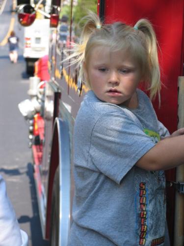 Shelby - waiting for the parade.. future firefighter?