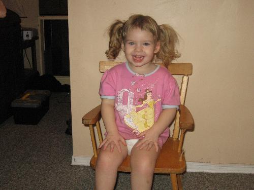 my youngest baby - we actually got pig tails in her hair