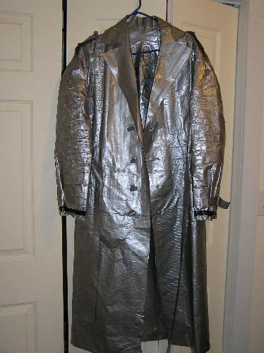 Duct Tape Trench Coat - This was my very first large duct tape project. After several days of working on it it was a sport coat. The next night it was a trench coat!