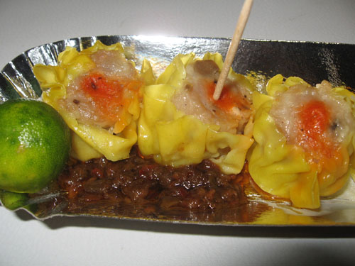 Siomai - These are siomai in chili with soy sauce and calamansi (Philippine Lemon).