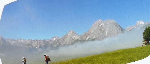 High mountain. - People on trip in the high mountain.