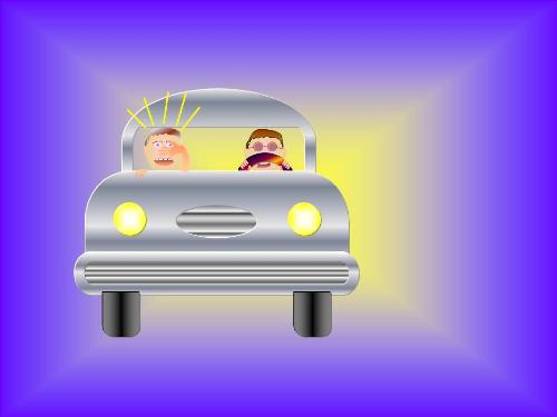 DRIVE or RIDE? - graphic depicting 'scared' rider in car. DRIVE or RIDE? - graphic depicting 'scared' rider in car.