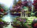 thomas kinkade - beautifull images very colorfull well put together scenes a place you would love to sit and reflect