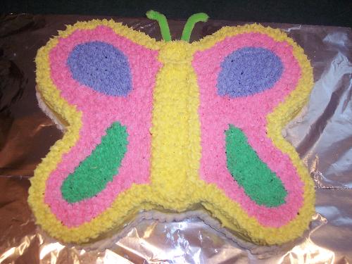 Birthday Cake - This is my mom's Birthday cake that we made. She loves spring time, so we figured a butterfly would be a good choice.