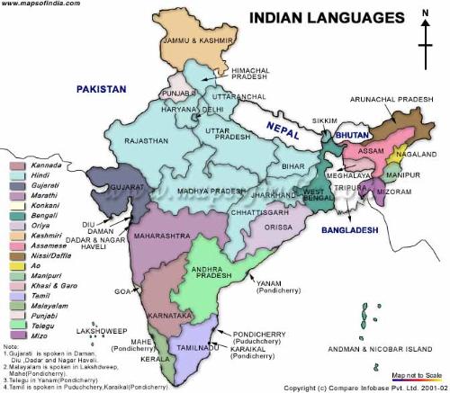 India- language map - India language map