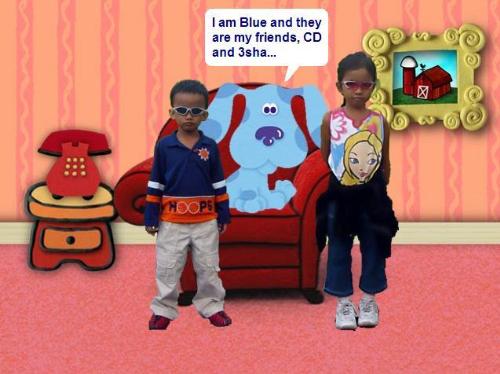 my kids - my kids trisha and dior with the background/settings of blues clues the cartoon.in shows how children's life are very colorful during their childhood days