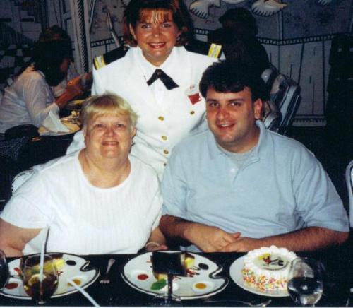 Lee and Mom on his birthday - Us on a cruise