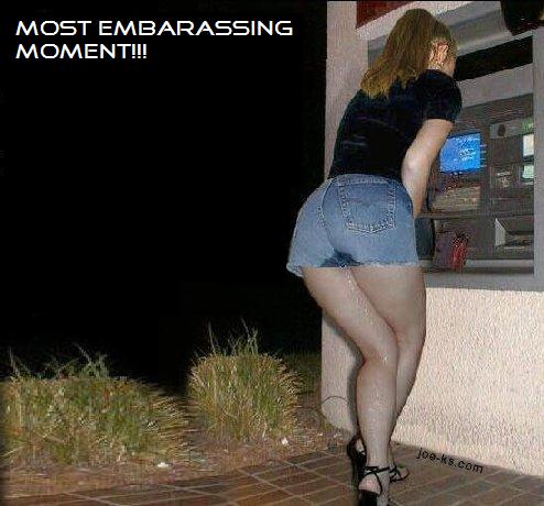 Someone Peed On Themself - This is an image of a woman that peed on herself when going to the ATM Machine.