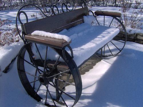 western park bench - just had another snow fall.