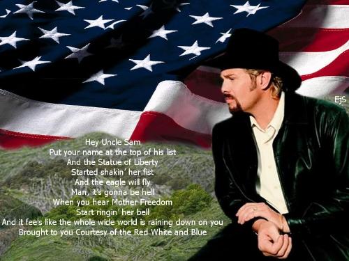 Toby - Wallpaper I created depicting Toby Keith along with references to his song 'Angry American'.
