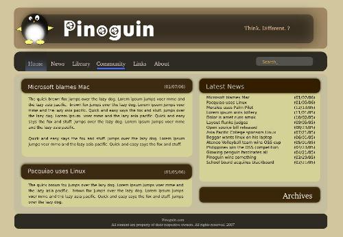 Pinoguin.com, brown color scheme - a test layout for voting