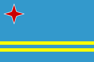 Aruba&#039;s Flag - 
There are conflicting meanings of the Aruba flag&#039;s colors. One theory states that the four pointed star represents the island itself and its four main languages, Papiamento, Spanish, English, and Dutch. The light blue represents the sea and sky. The yellow stripes stand for the wanglo, a yellow colored rainflower. Another theory states that yellow is the color of abundance, representing Aruba&#039;s past and present industries of gold, aloe and oil; red stands for the love that each Aruban has for their country and for the ancient industry of Brazil wood; and white represents the snow-white beaches as well as the purity of the hearts of Aruba&#039;s natives who strive for justice, order and liberty. The yellow stripes also symbolize the free and separate position the island enjoys in the Kingdom of the Netherlands.