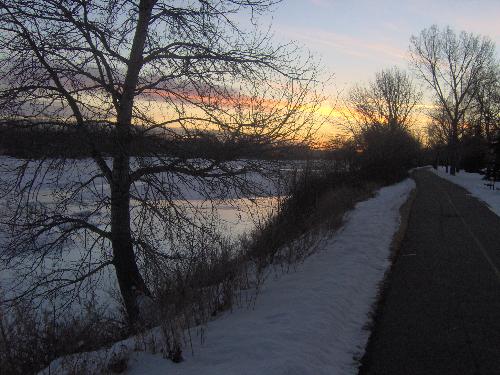 river sunrise - a nice sunrise on an early winter morning.