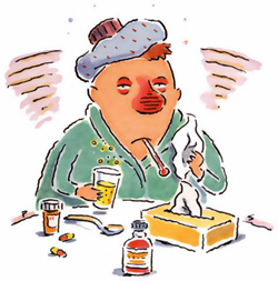 symptoms of flu - flu symptoms and sick person