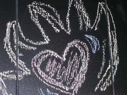 Heart with flames - Heart with flames drawn on a chalkboard.