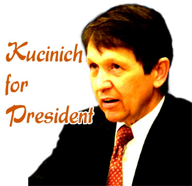 Dennis Kucinich for President in 2008 - A portrait of Dennis Kucinich, Democratic presidential candidate in 2008, congressman from Ohio, and supporter of the establishment of a Department of Peace in the federal government