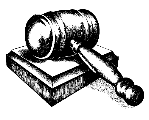 A judge's gavel. - A clipart image of a judge's gavel. Found at http://biology.unm.edu/Potter/Careers/HTML/C17Law.html