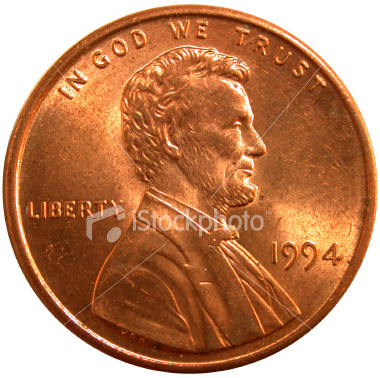 one cent - A one cent coin