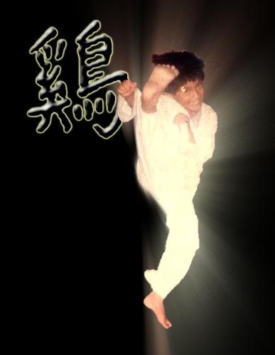 karate kid - me doing a flying kick, c. 1992