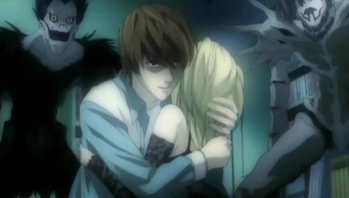 Light and Misa - Light, Misa, Ryuk and Rem in the same room.