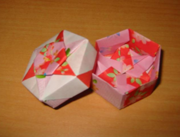 Origami Boxes - This is a hexagonal box I made. The lid and container are comprised of 6 square pieces each. No glue used!  The instructions used to be on http://fabricorigami.com, but they were removed several years ago =(.   I love making origami boxes, so if you find another site with great instructions, please post them here!