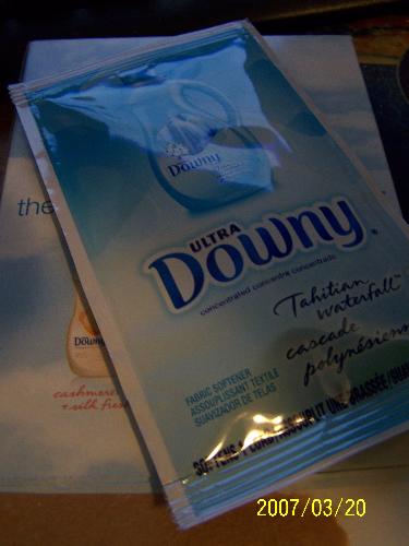 Ultra Downy Tahitian Waterfall - This is my newest sample for March 20th. It is a sample of Downey. I love Downey. This will go great on a blanket for my bed.