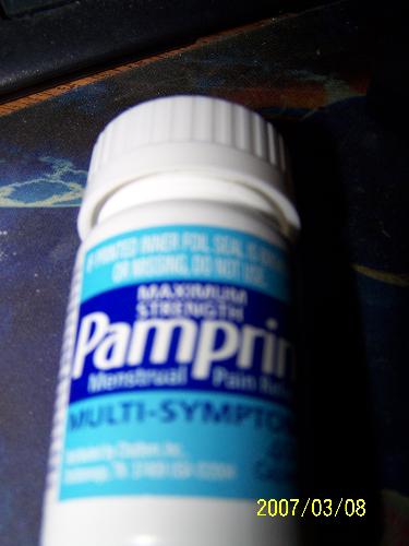 Pamprin bottle - My Happy Pill for my not so happy days of the month. I can't live without this bottle.