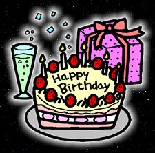 Birthdays - A cartoon image of a birthday cake..