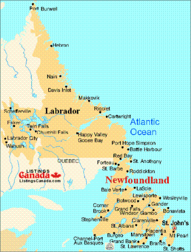 Map of Newfoundland and Labrador - This is my province, no place like it anywhere..unique like its people.